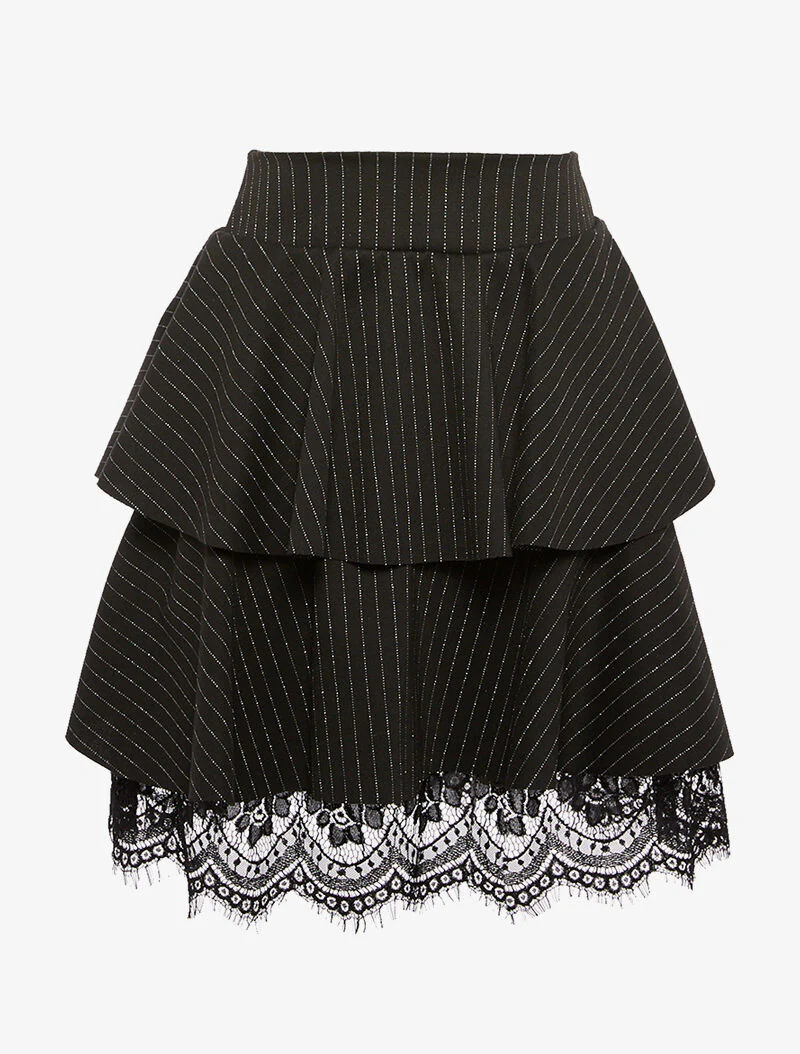 Iridescente rok en kant - zwart