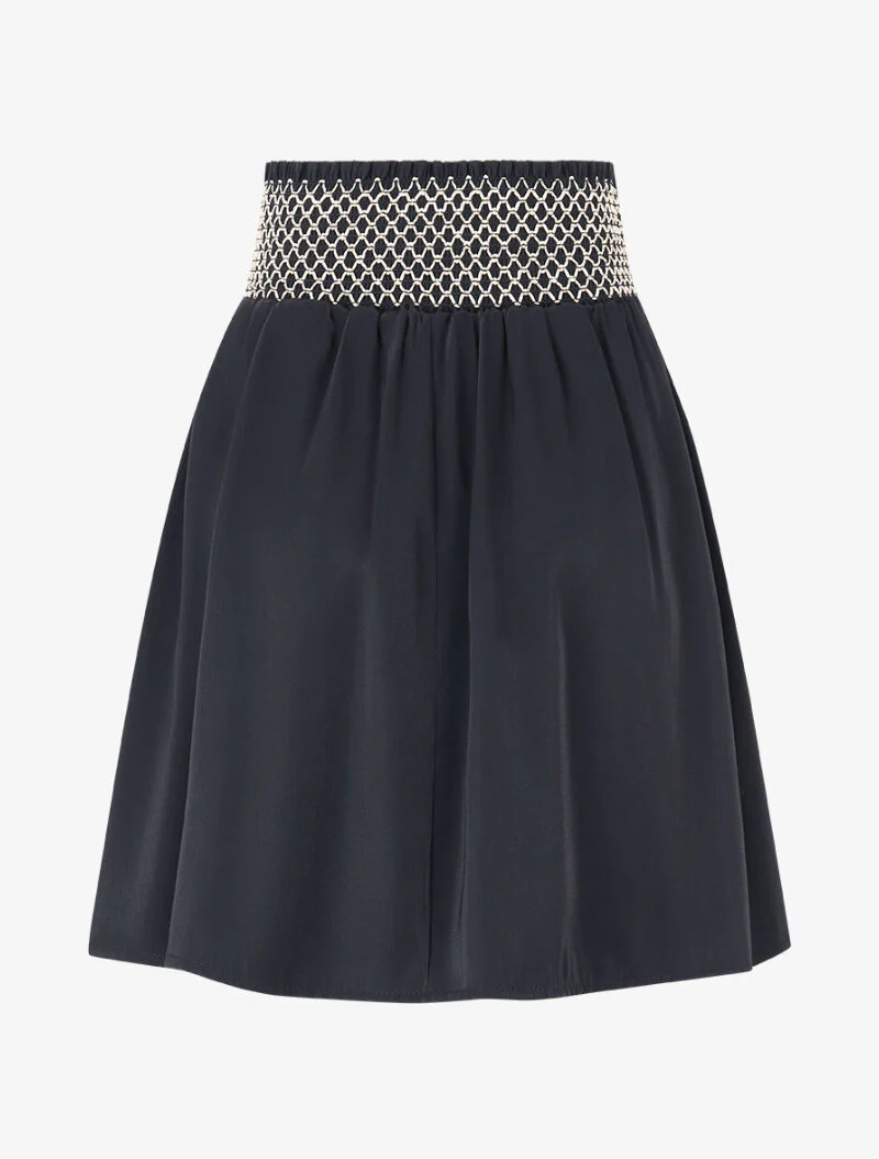 Iridescente rok met geborduurde taille - Zwart - Image 2