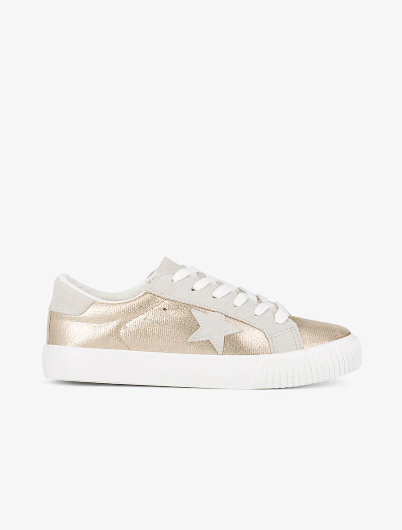 Iridescente sneakers met sterren in suèdine - goud