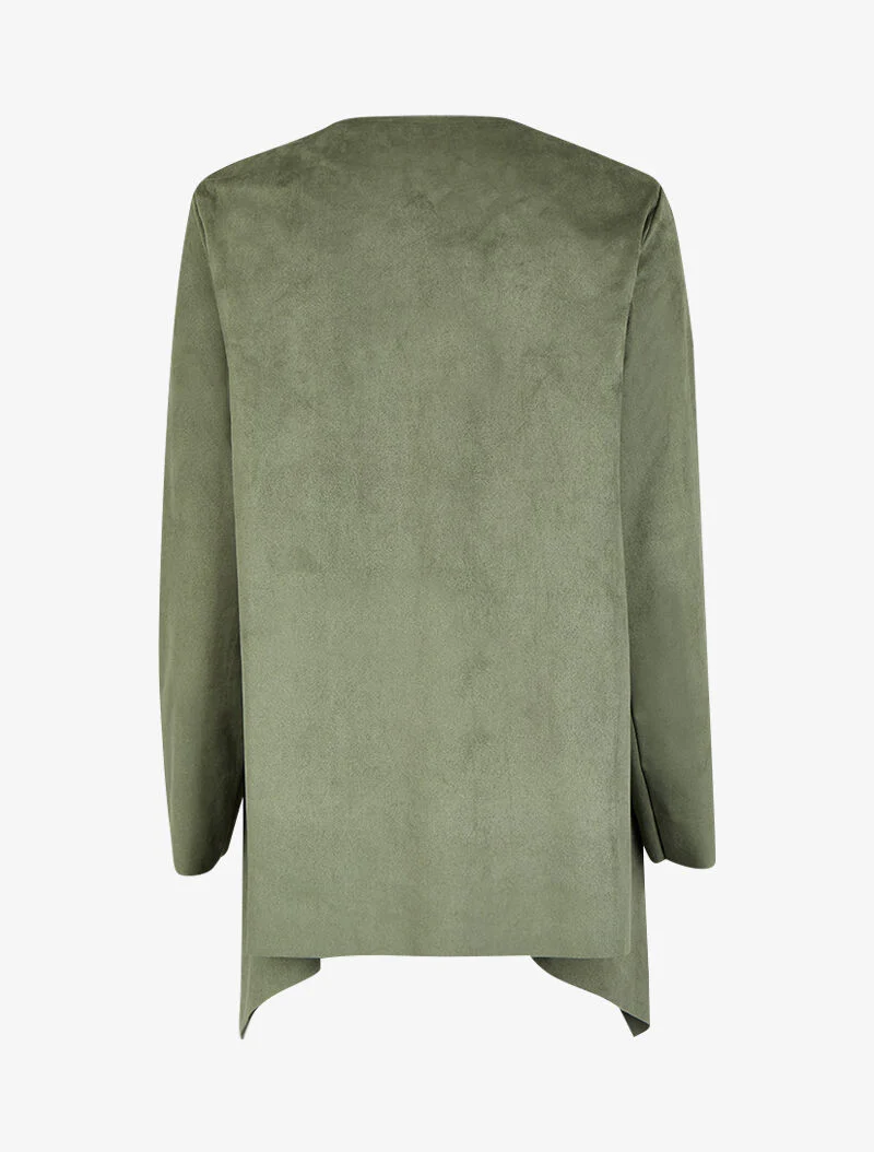 Suède 3/4 jas met asymmetrische panden - Kaki - Image 2