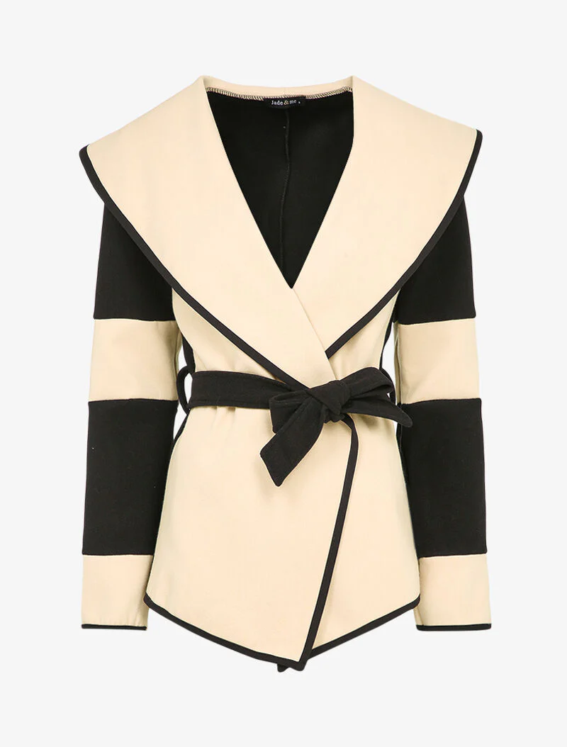 Jas met brede sjaalkraag - Beige