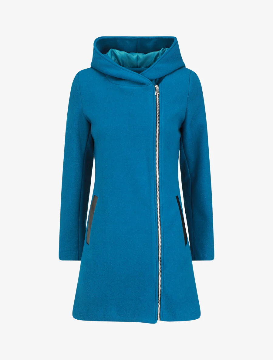 Jas met capuchon en ritssluiting - Blauwgroen