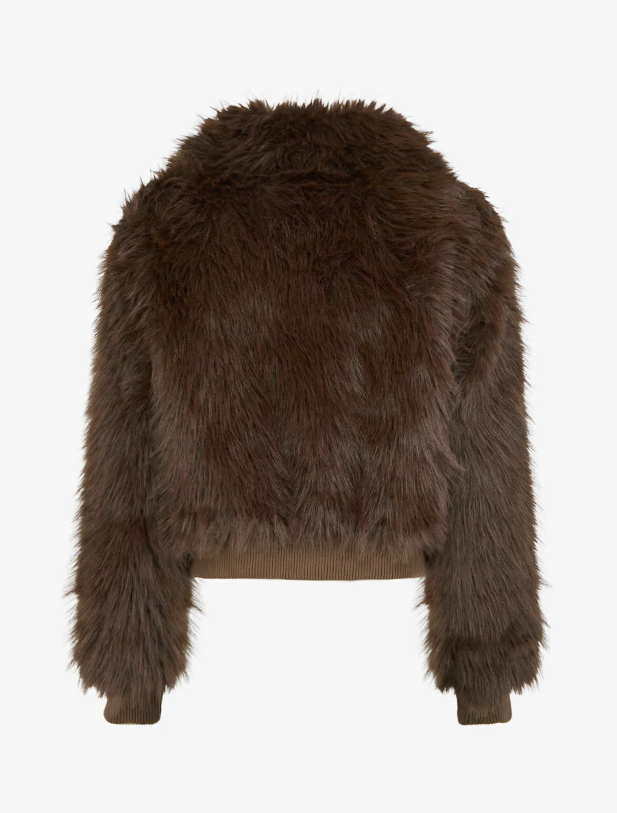 Jas met inzetstuk van imitatiebont - Bruin - Image 2