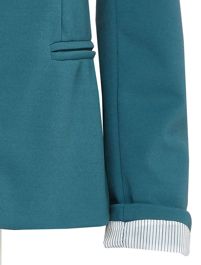 Jas met omgeslagen mouwen met gestreepte print - Blauwgroen - Image 3