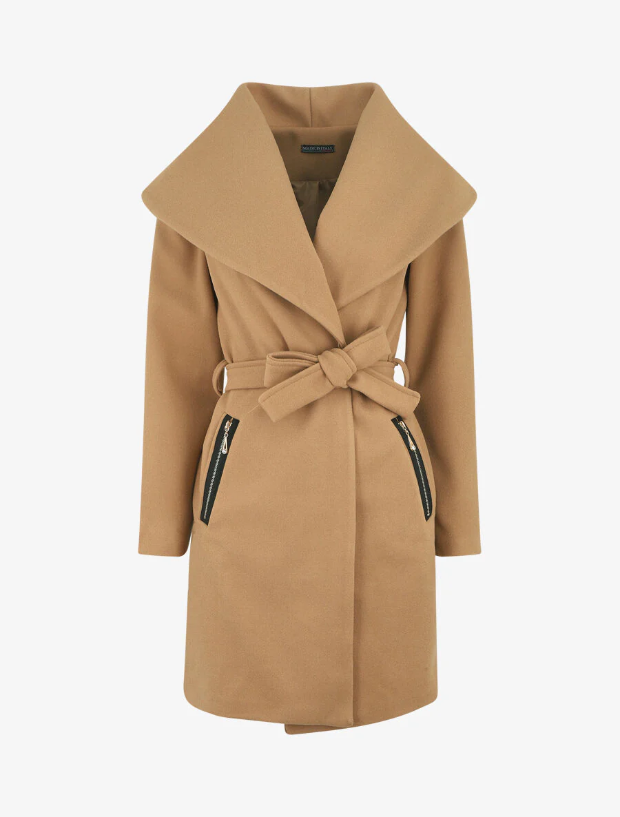 Jas met sjaalkraag - Beige