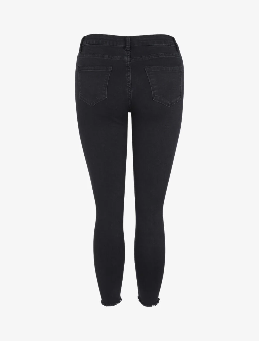 Jeans 7/8 in standaardmaat en onafgewerkte randen - Zwart - Image 2