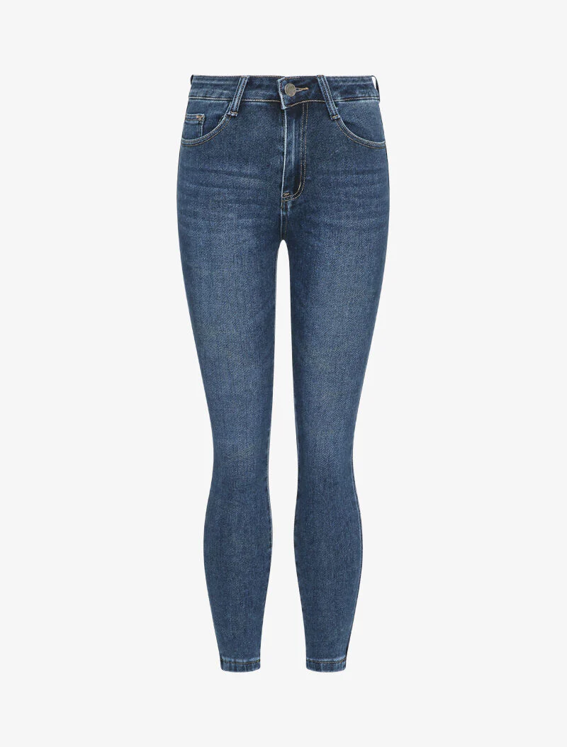 Jean 7/8 vervaagd skinny fit - Blauw denim