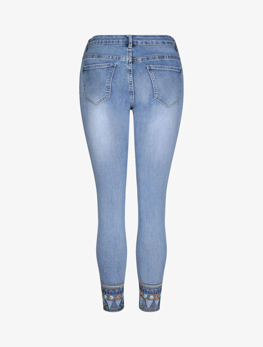 Jean 7/8 met borduurwerk - Blauw denim - Image 2