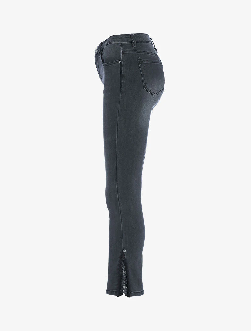 Jeans 7/8 aan boord detail kant - antraciet - Image 6
