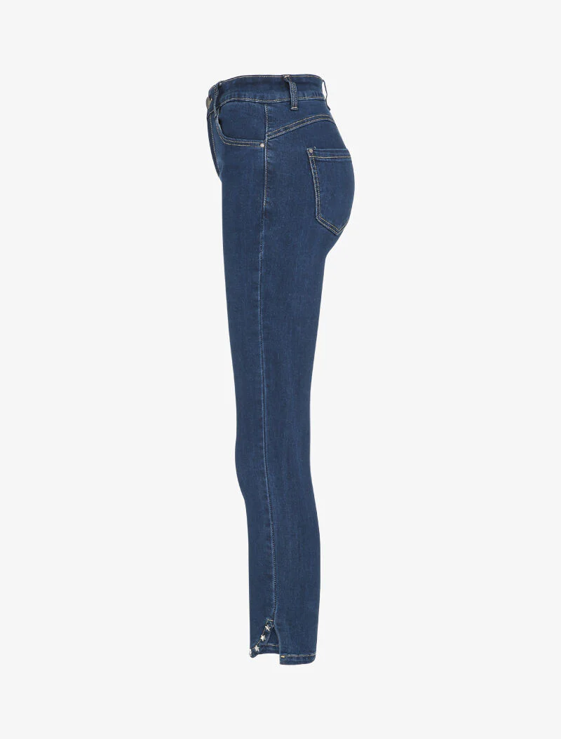 Jean 7/8 met spijkerranden in sterrenstijl - Blauw denim - Image 3