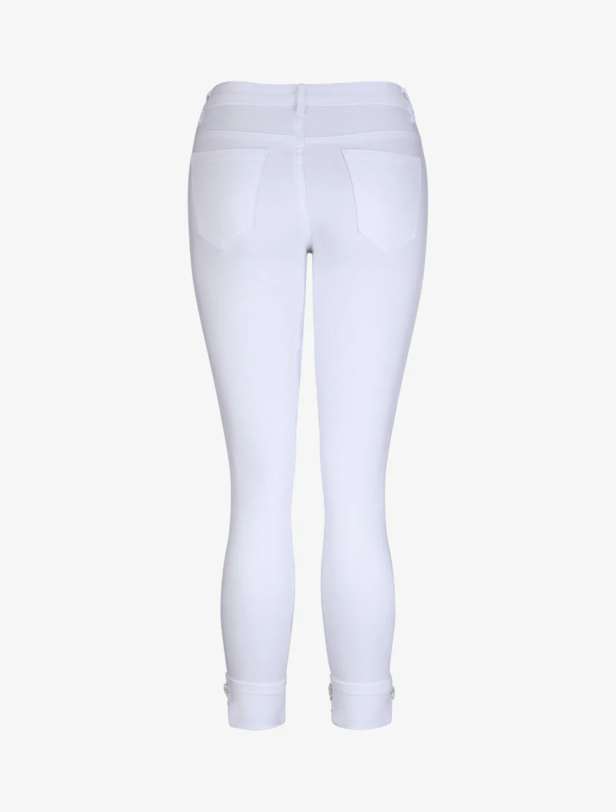 Jean 7/8 met strass versiering - Wit - Image 2