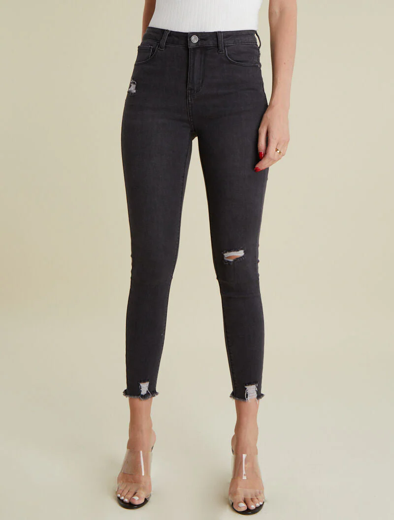 Jean 7/8 met vernietigende details - antraciet