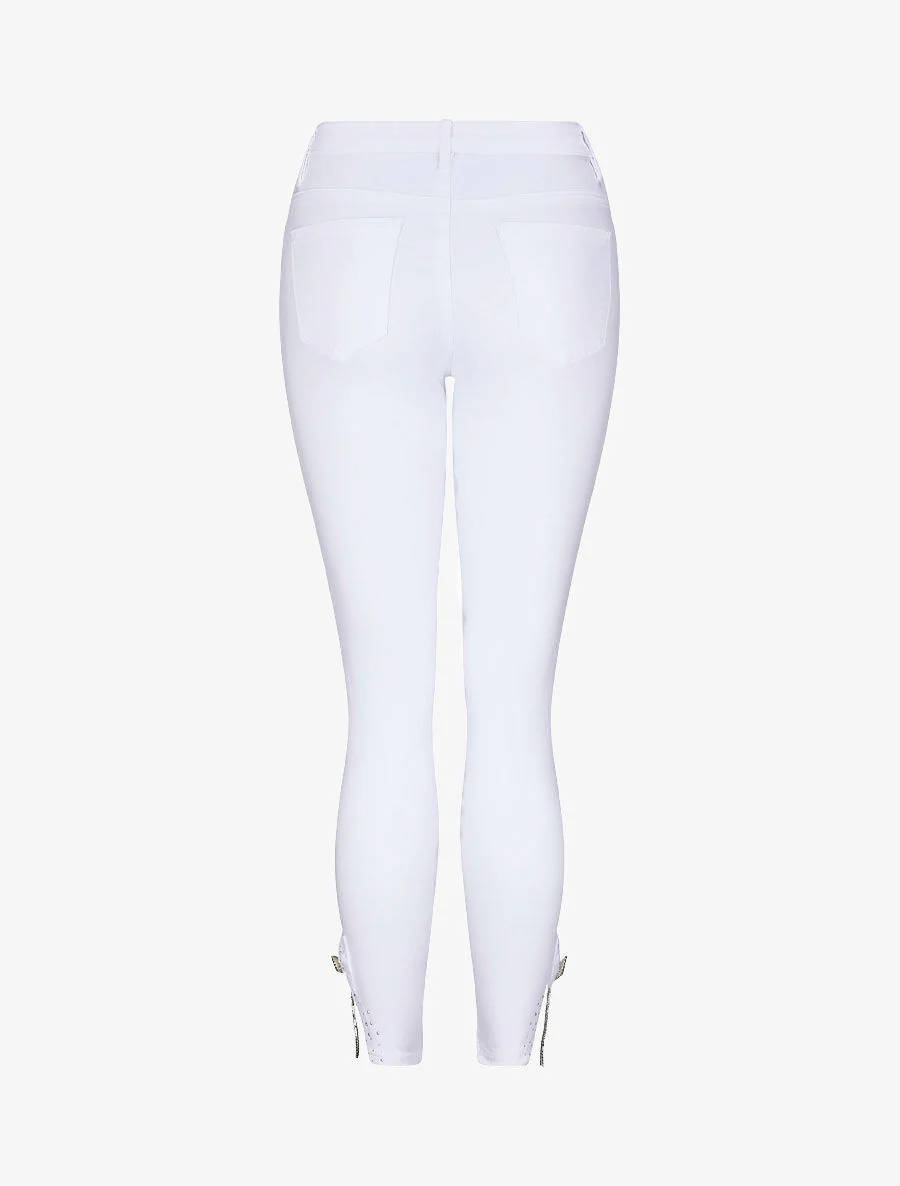 Jean 7/8 versierd met strass en kant - wit - Image 4