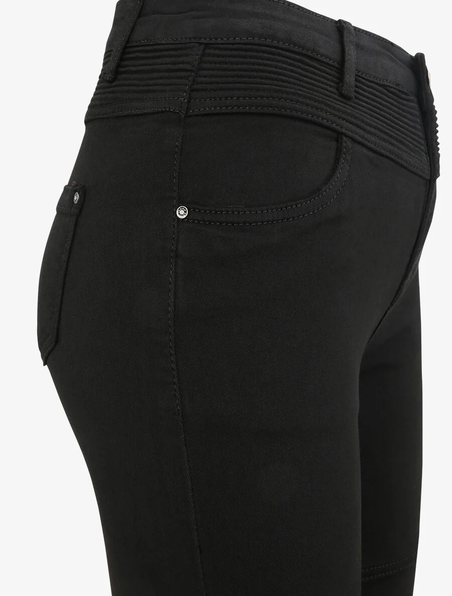 Jean biker skinny met hoge taille - Zwart - Image 3