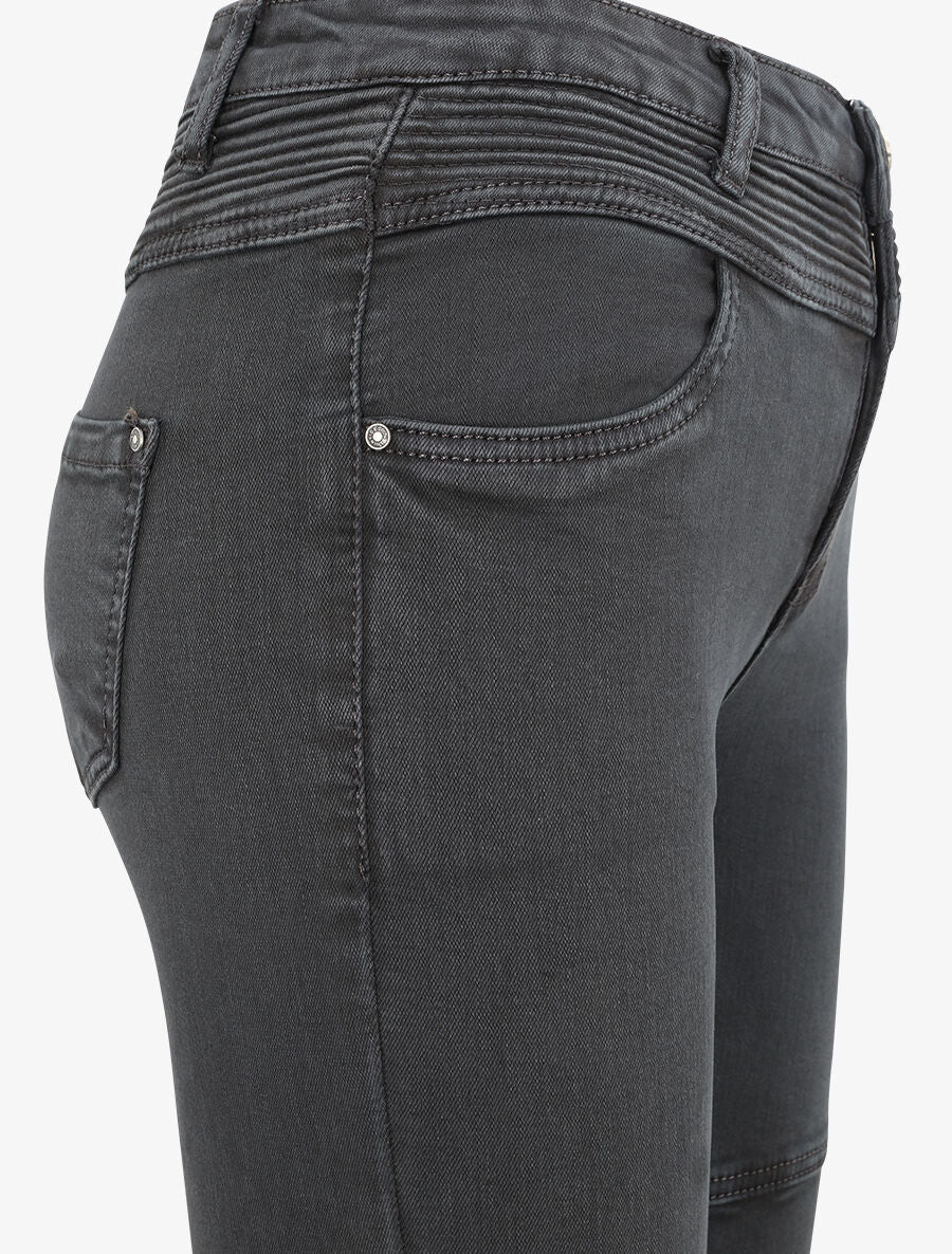 Jean biker skinny met hoge taille - Donkergrijs - Image 3