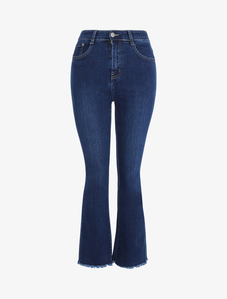 Jean boot cut met rauwe randen - Blauw denim