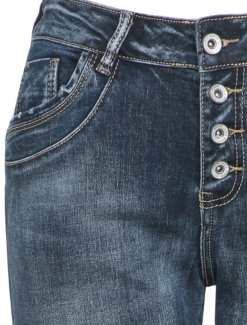 Jean boyfriend met geklauwde benen - Donker denim - Image 3
