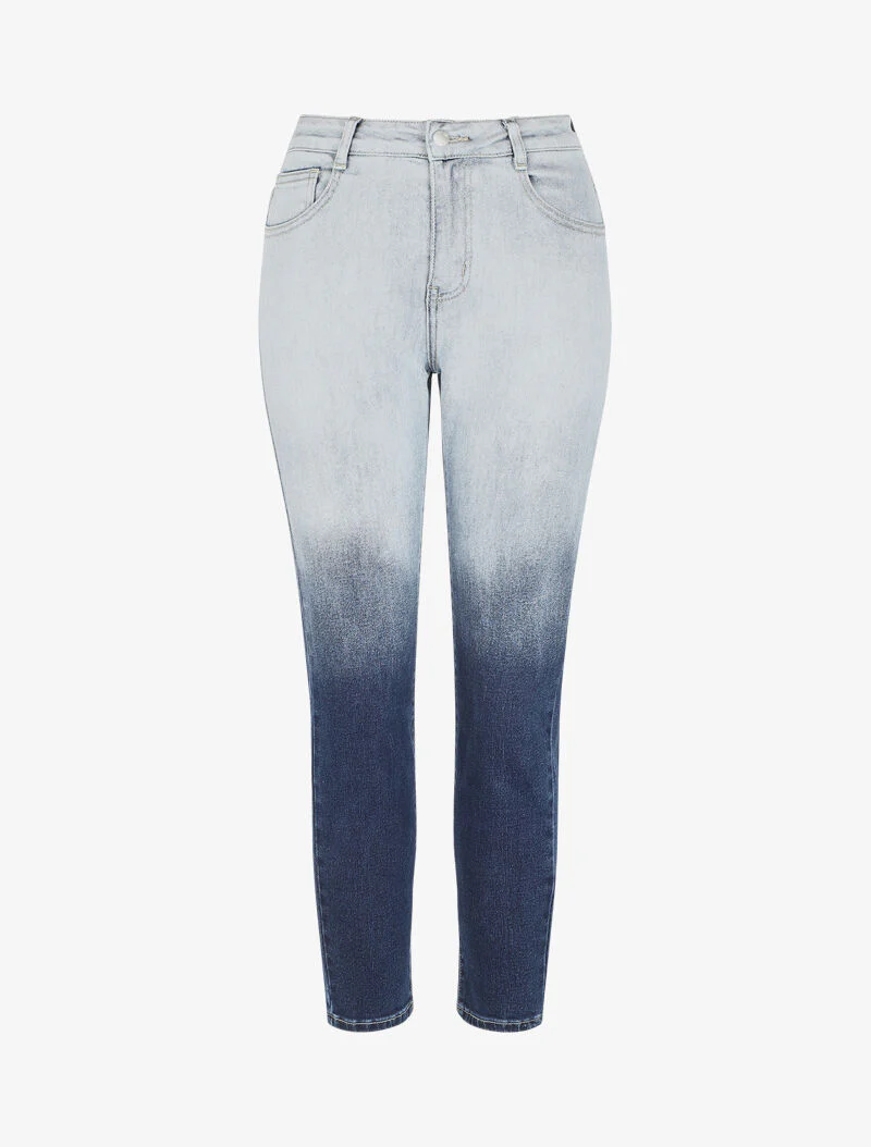 Jean boyfriend met verouderd effect - Blauw denim