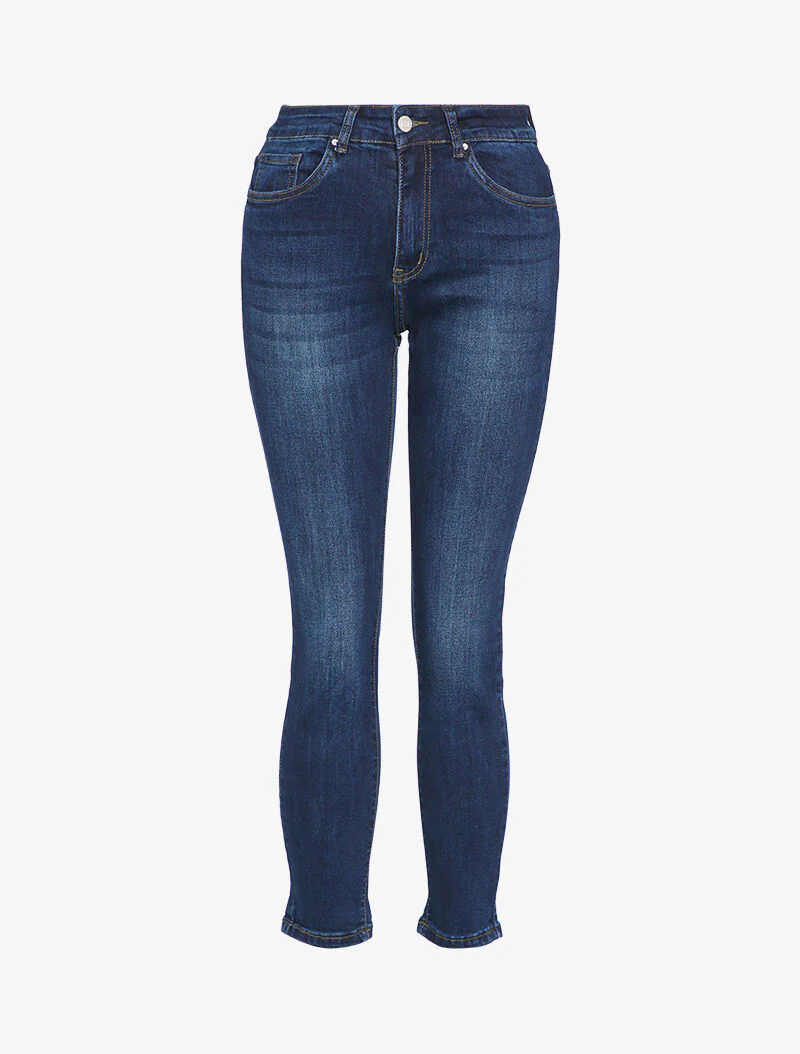 Jean boyfriend slim fit gewassen - Blauw denim