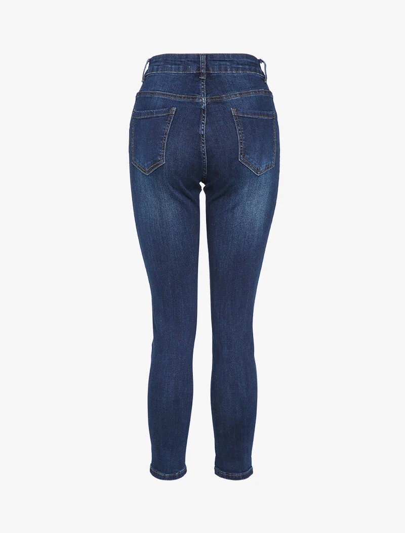 Jean boyfriend slim fit gewassen - Blauw denim - Image 2