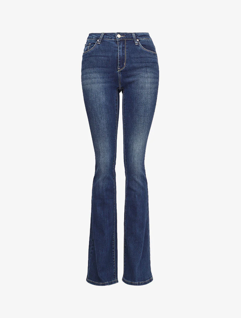 Jean flare extra lang met standaard taille - Blauw denim
