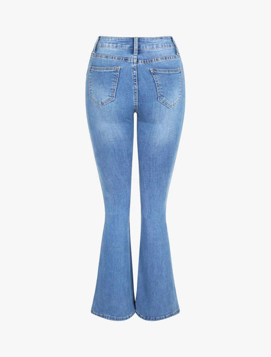 Jean flare extra lang met lichte wassing - Blauw - Image 2