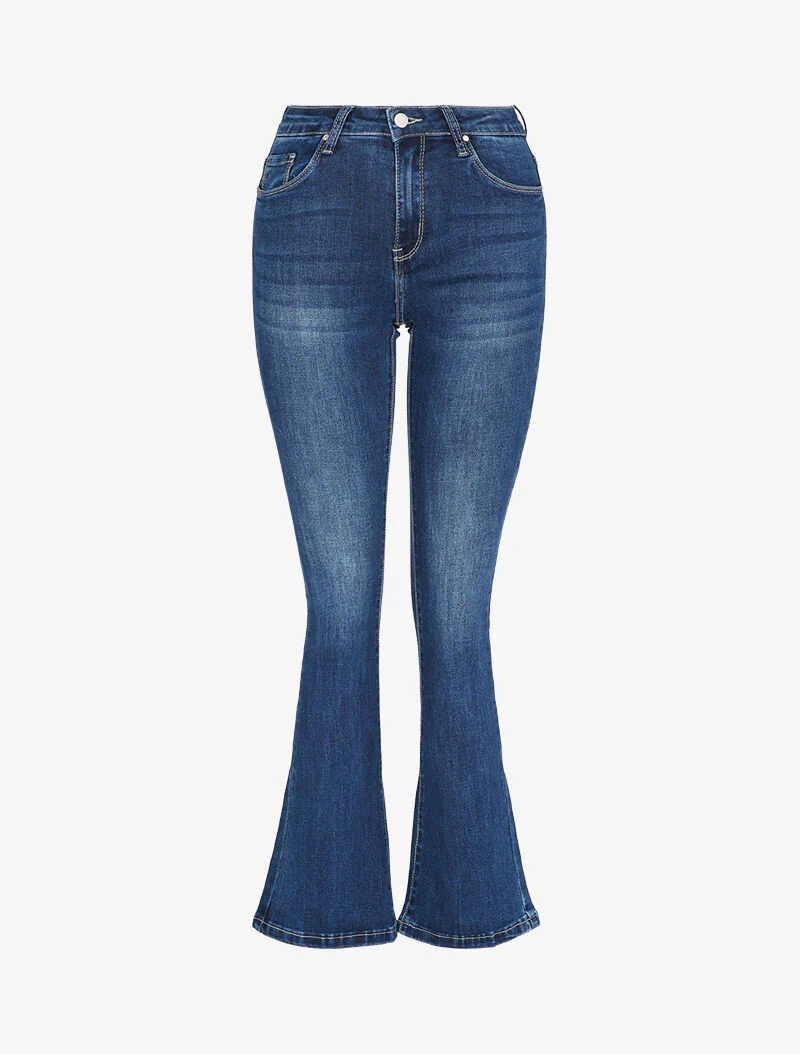 Jean flare lichtjes vervaagd - Blauw denim