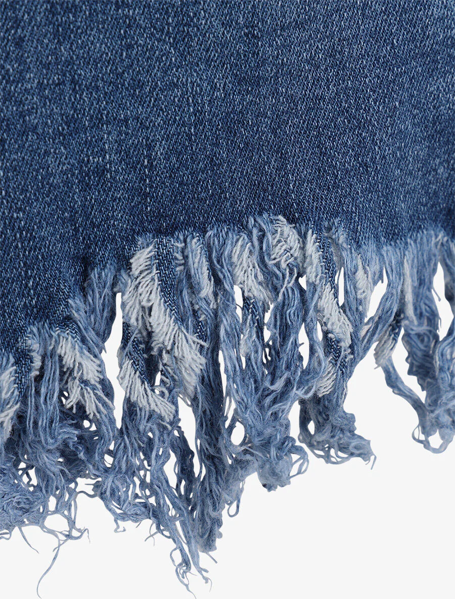 Jean flare met rafelige randen - Blauw denim - Image 4