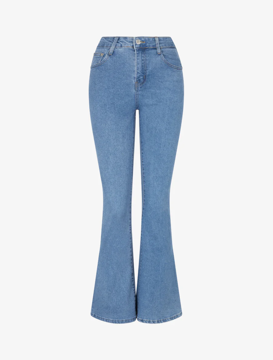 Jean flare stretch hoge taille - Blauw
