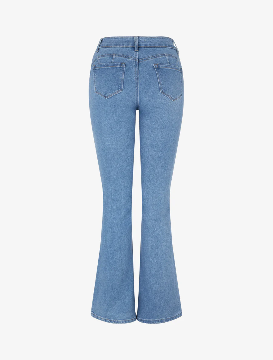 Jean flare stretch hoge taille - Blauw - Image 2