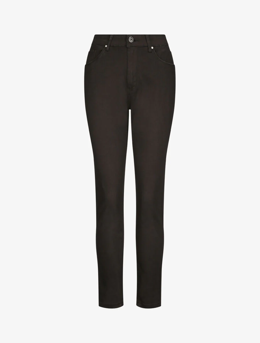 Jean hoge taille slank eenkleurig met hoge taille - zwart