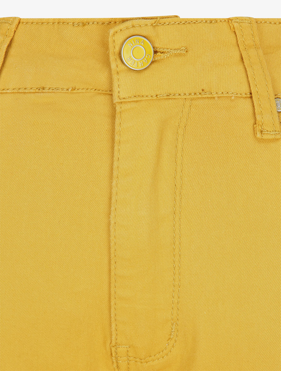 Jean hoge taille slank eenkleurig met hoge taille - Mosterdkleurig - Image 3