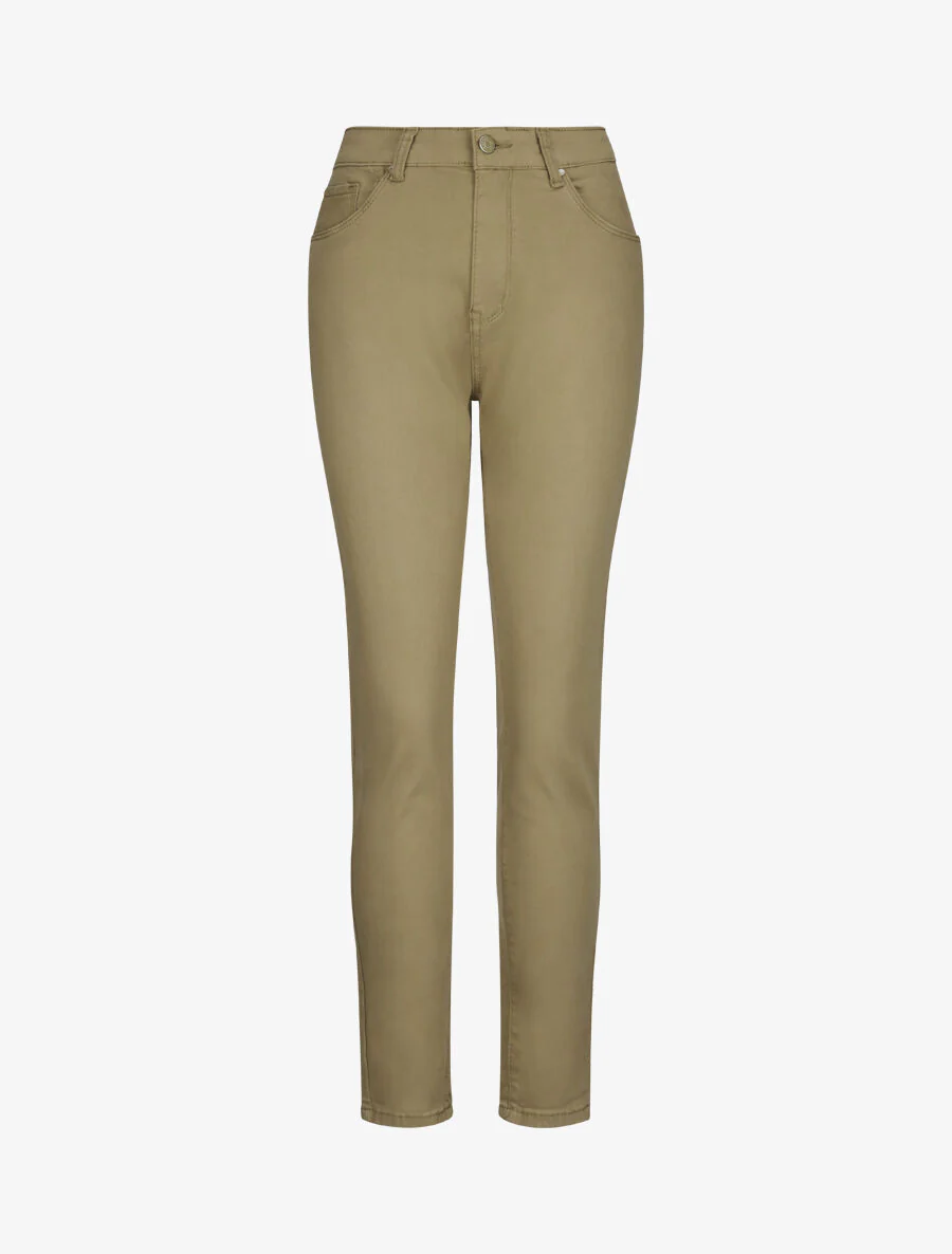 Jean hoge taille slank eenkleurig met hoge taille - Kakigroen