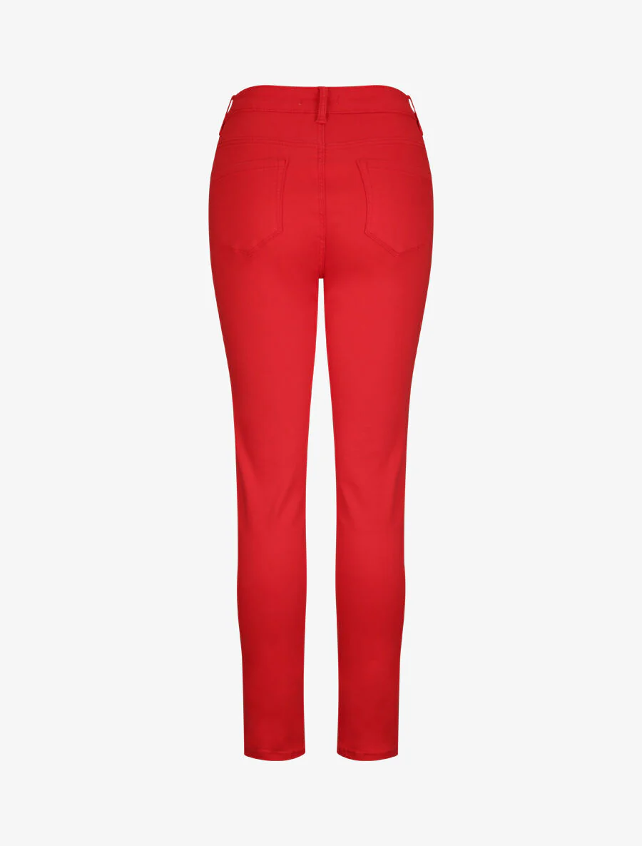 Jean hoge taille slank eenkleurig met hoge taille - Rood - Image 2