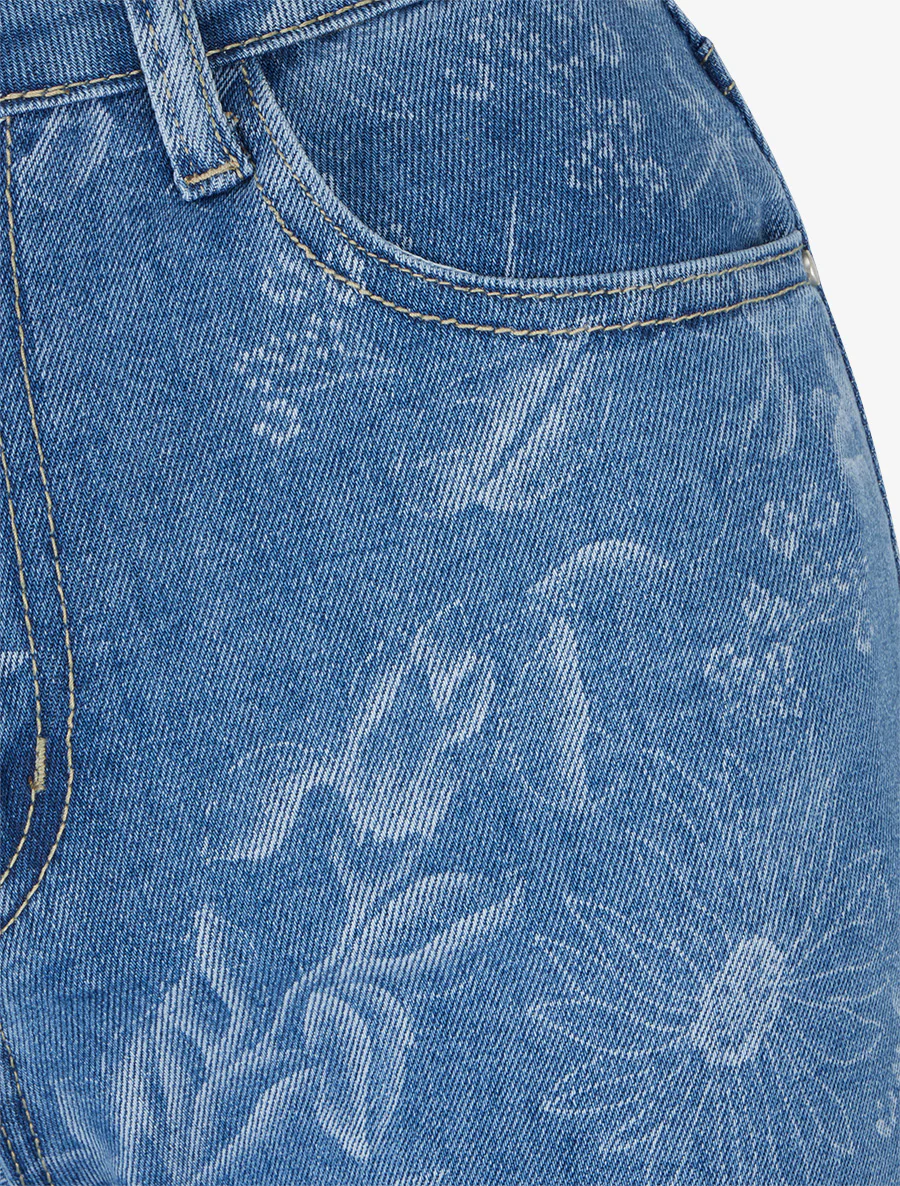 Jean met bloemenprint - Blauw - Image 3