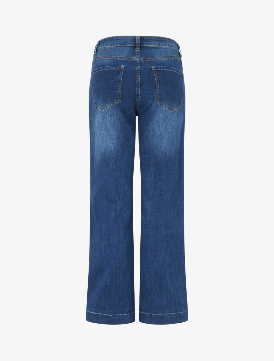 Jean met decoratieve knopen rechte snit - Blauw - Image 2