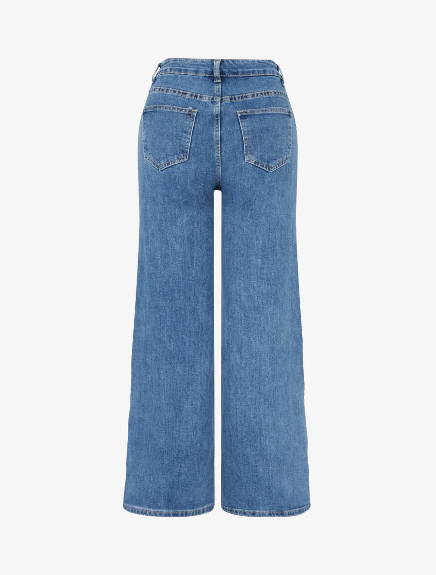 Jean met diagonale knopen rechte snit - Blauw - Image 2