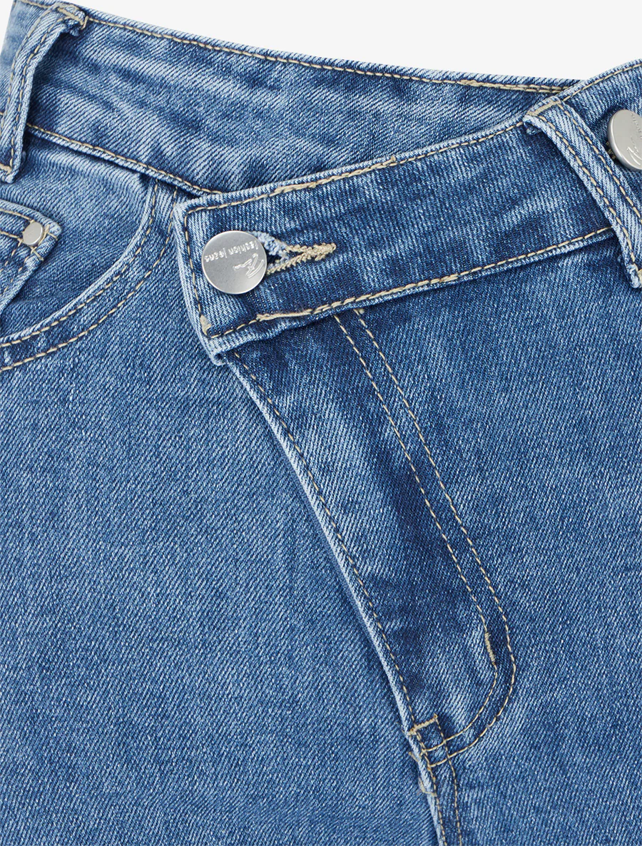 Jean met diagonale knopen rechte snit - Blauw - Image 3