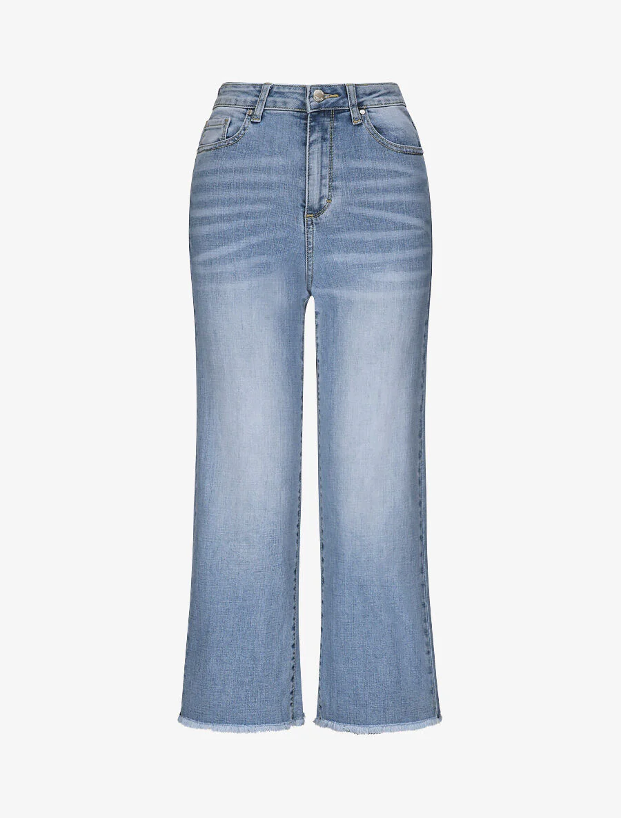 Jean met een 7/8 hoge taille en scherpe zoom - Lichtblauw