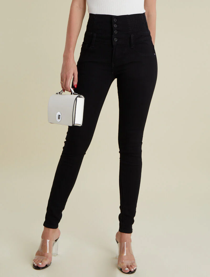 Jean met een empire taille - zwart