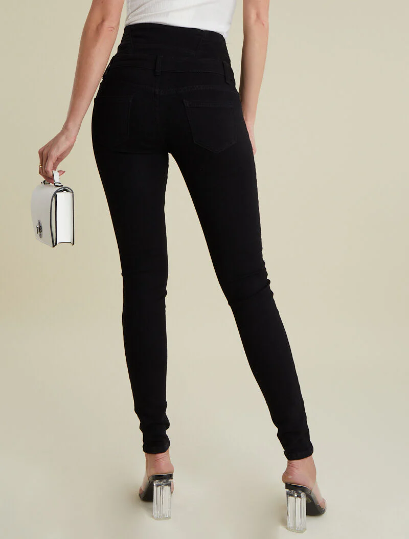 Jean met een empire taille - zwart - Image 2