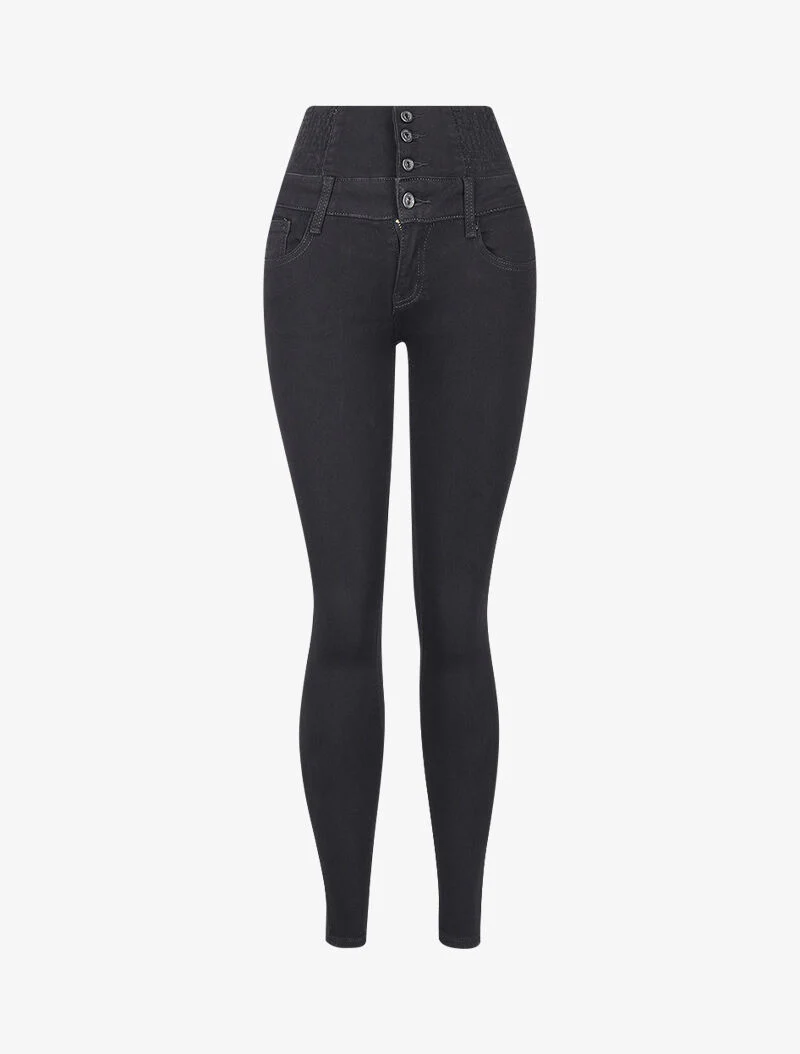 Jean met een empire taille - zwart - Image 3
