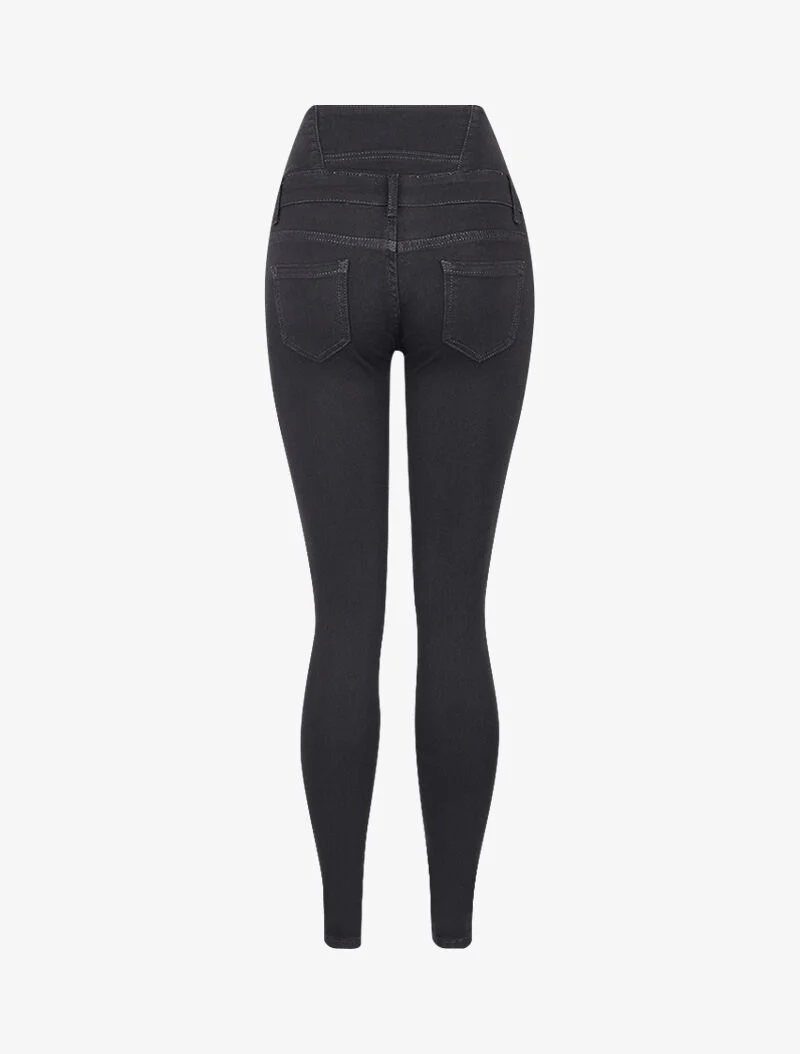 Jean met een empire taille - zwart - Image 4