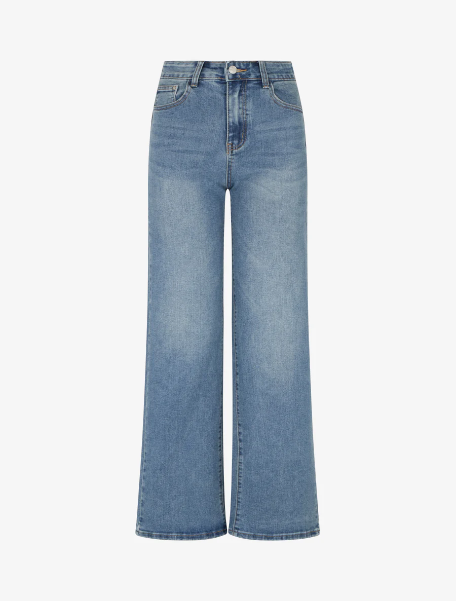 Jean met een verwassen look en een wijde fit. - Blauw
