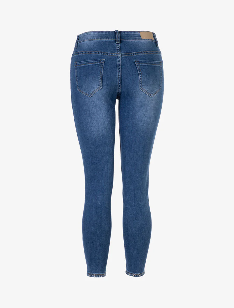 Jean met fijne randen met strass - blauw denim - Image 2