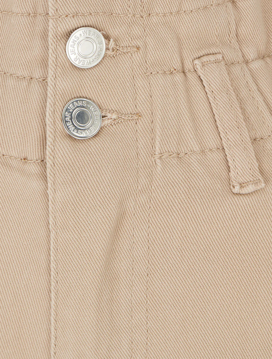 Jean met hoge elastische taille - Beige - Image 3