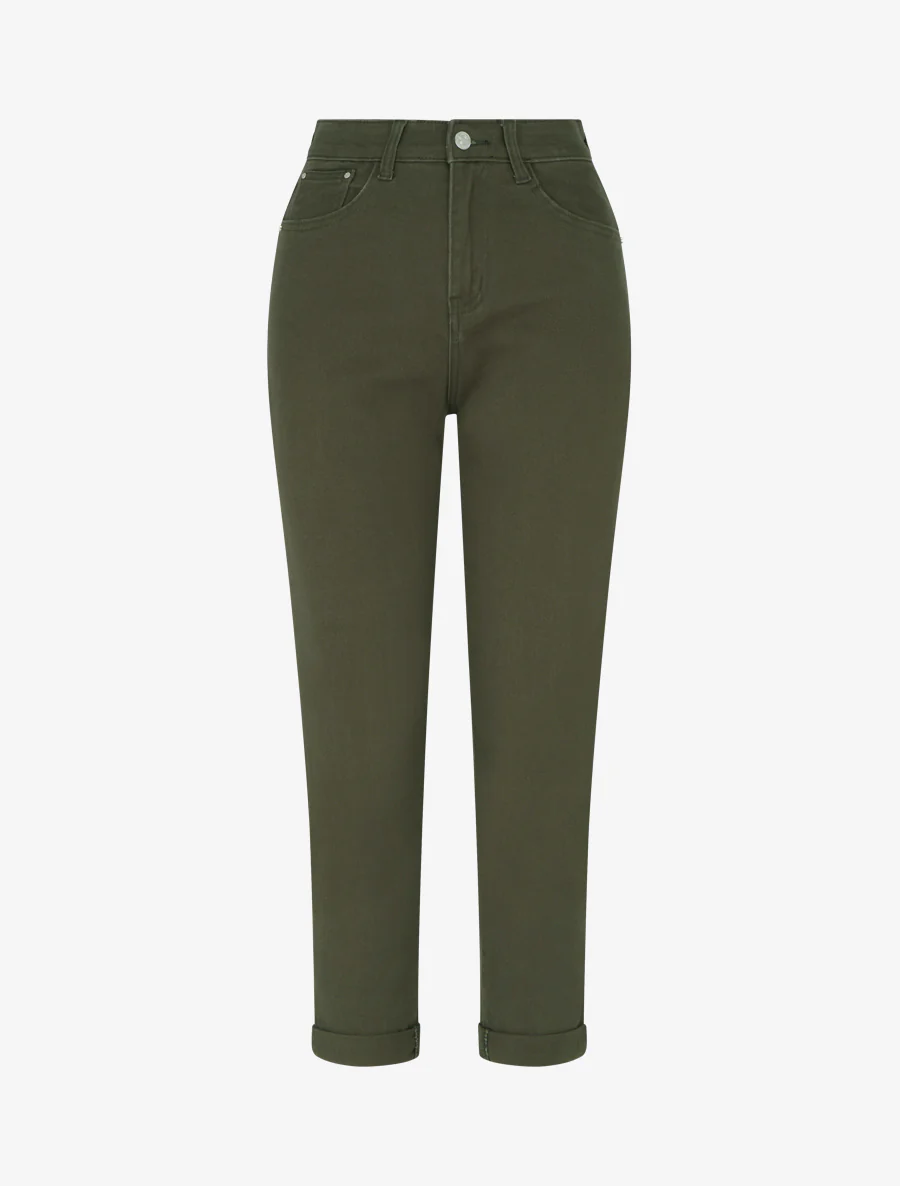 Jean met hoge taille - Kaki