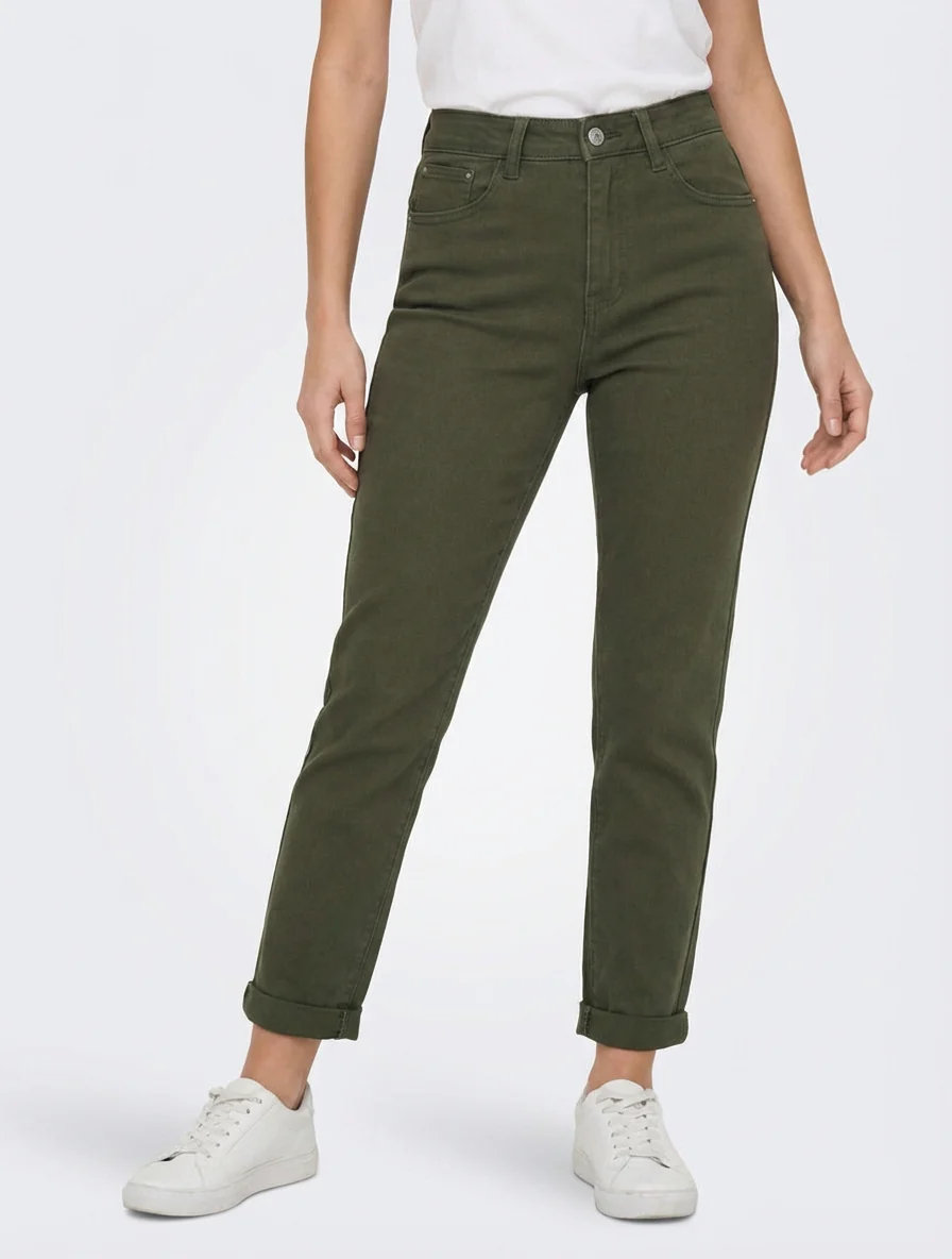 Jean met hoge taille - Kaki - Image 4