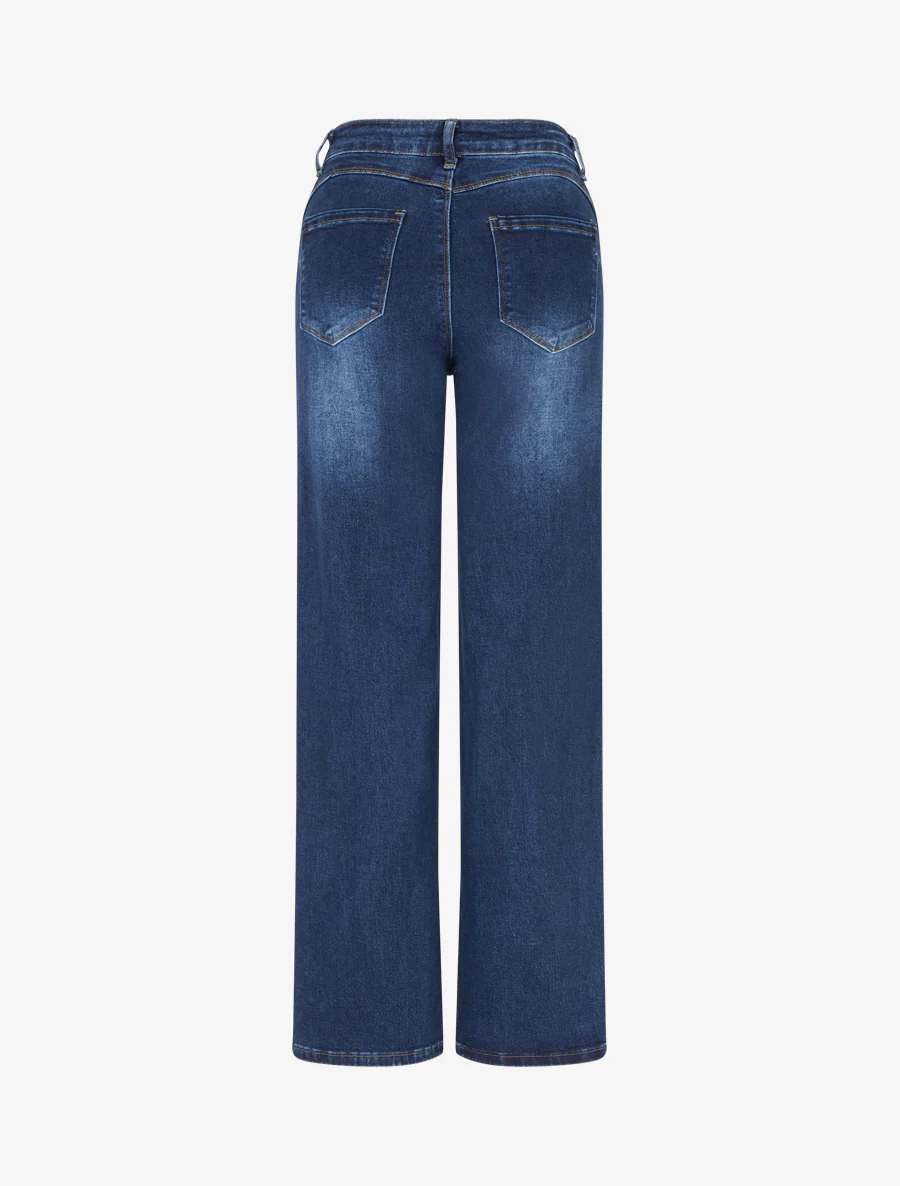 Jean met hoge taille en push-up effect. - Blauw - Image 2