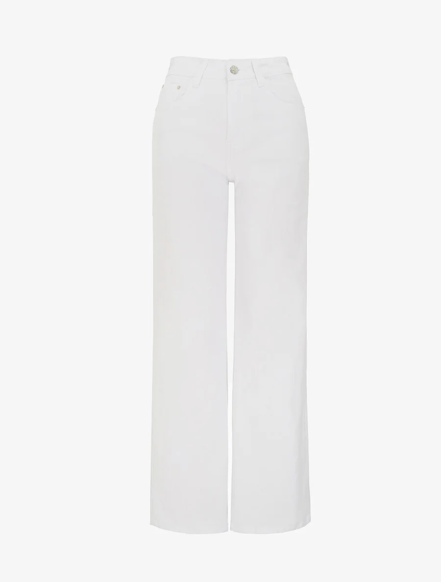 Jean met hoge taille en rechte pijpen - Wit